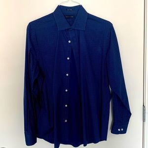 Tommy Hilfiger Dress Shirt Navy with White Dots Size: M Slim Fit
